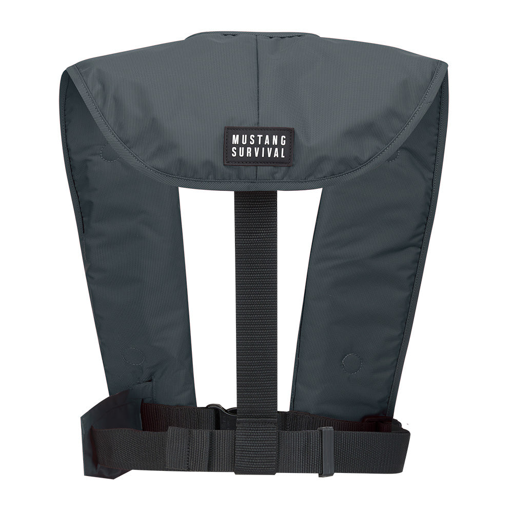 Mustang MIT 100 Convertible Inflatable PFD in Admiral Grey, Mustang Survival personal flotation device for safety and buoyancy.