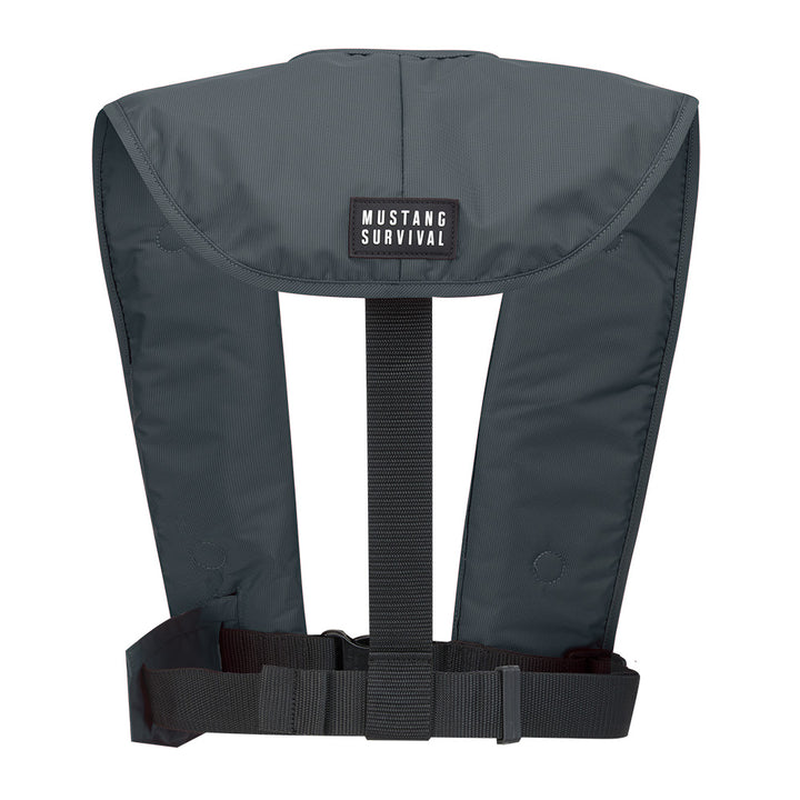 Mustang MIT 100 Convertible Inflatable PFD in Admiral Grey, Mustang Survival personal flotation device for safety and buoyancy.