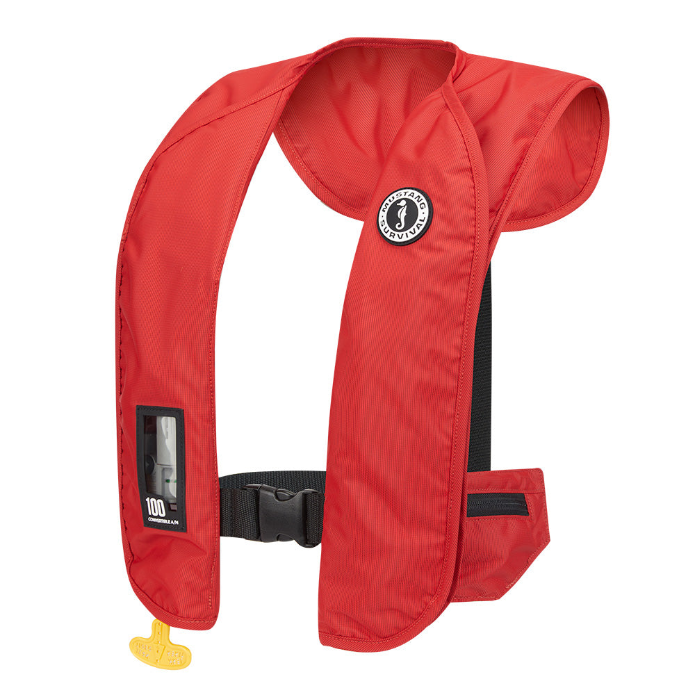 Red Mustang MIT 100 Convertible Inflatable Personal Flotation Device by Mustang Survival, designed for safety and comfort on the water.