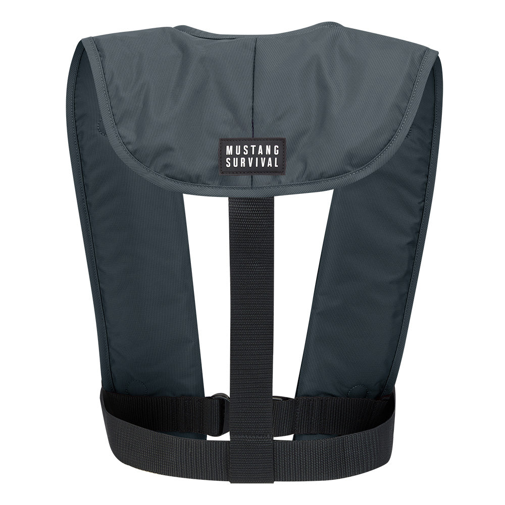 Mustang MIT 70 automatic inflatable Personal Flotation Device in Admiral Gray by Mustang Survival, designed for safety and comfort.