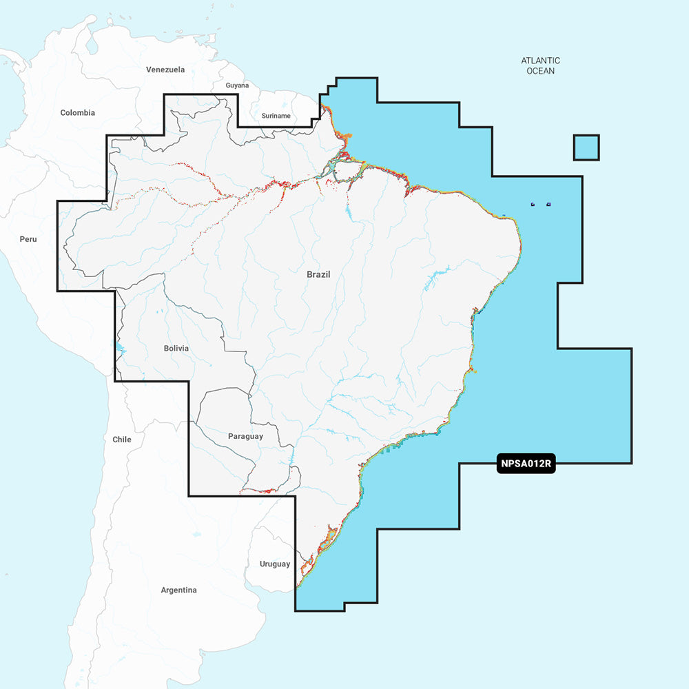 Navionics Platinum+ Brazil nautical chart for navigation, featuring detailed marine mapping and geographic features.