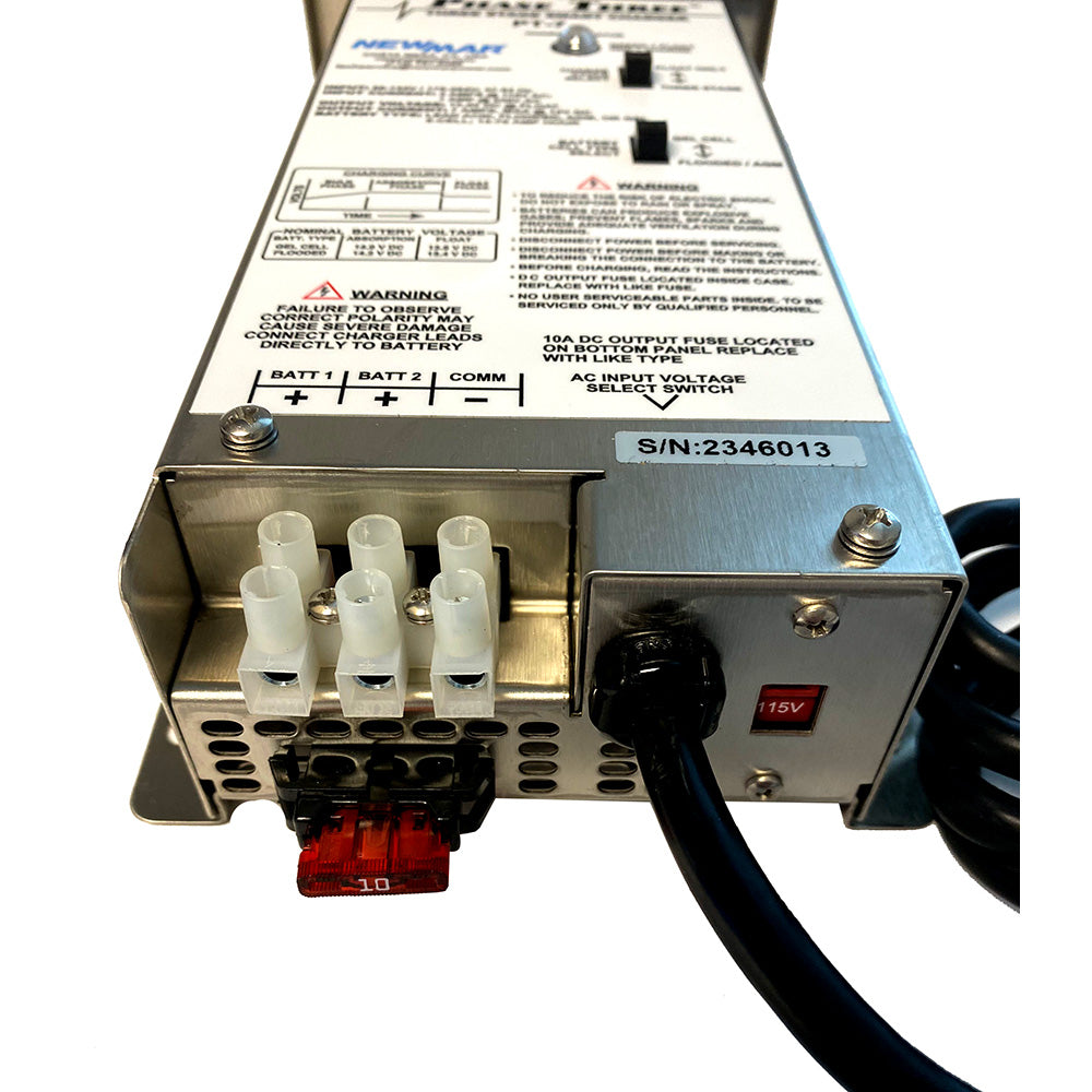 Newmar Power PT-7 Battery Charger for automotive and marine batteries, featuring digital control and durable design.
