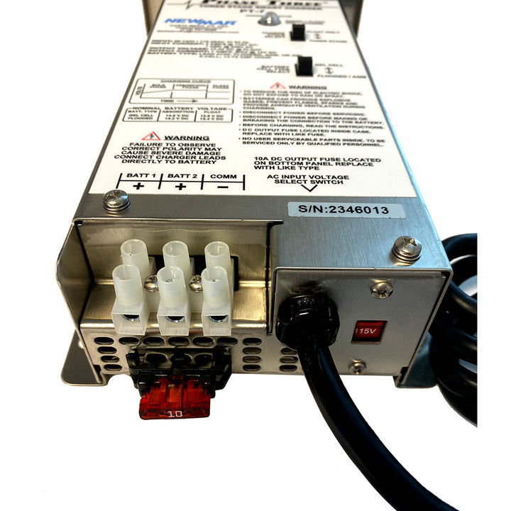 Newmar Power PT-7 Battery Charger for automotive and marine batteries, featuring digital control and durable design.