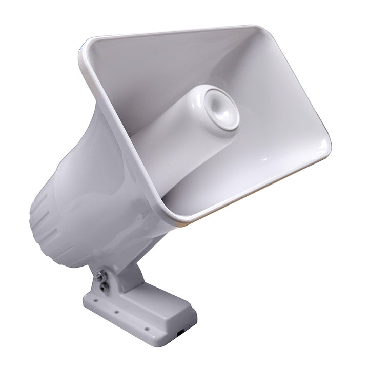 Newmar Power PA-30/20 deck horn, hailer horn for marine or industrial use, with a sturdy metal housing and mounting bracket.