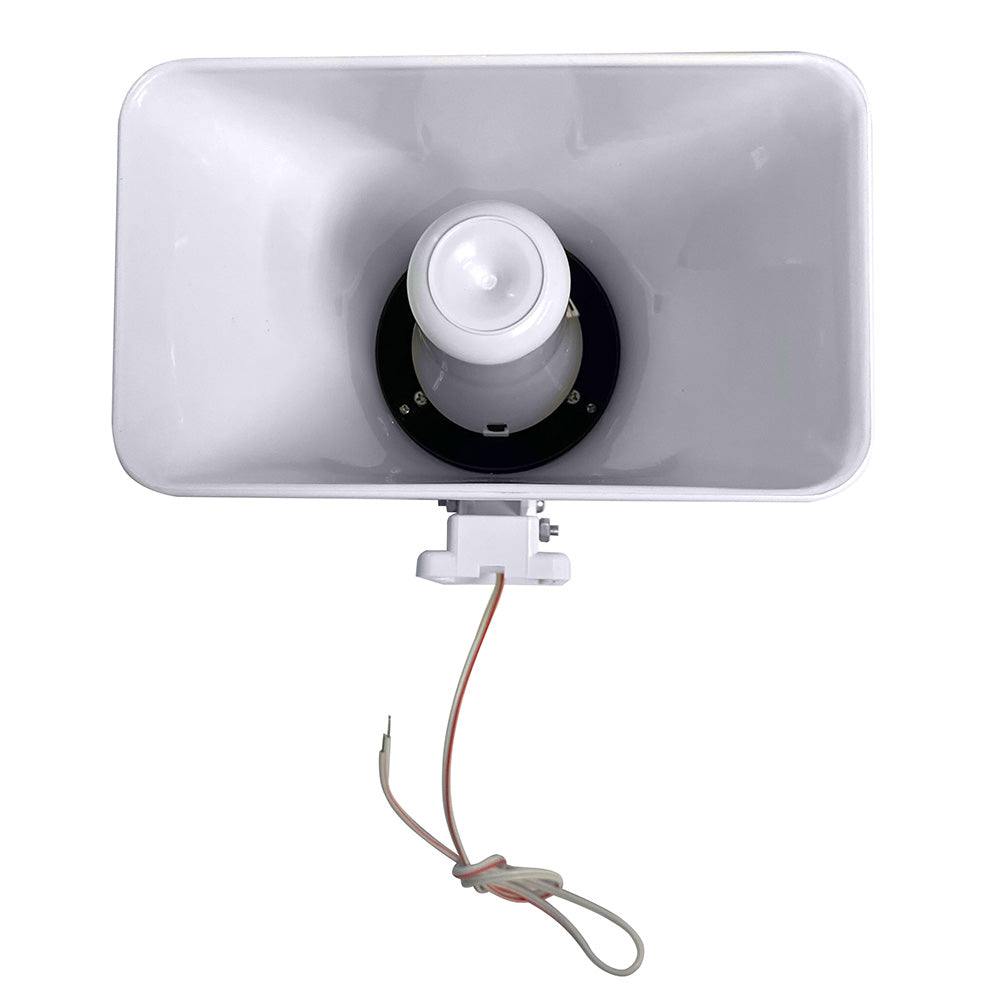 Newmar Power PA-30/20 Deck Horn, a hailer horn mounted on a boat deck with a durable black housing and mounting bracket.