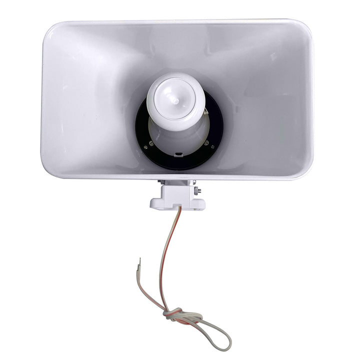 Newmar Power PA-30/20 Deck Horn, a hailer horn mounted on a boat deck with a durable black housing and mounting bracket.