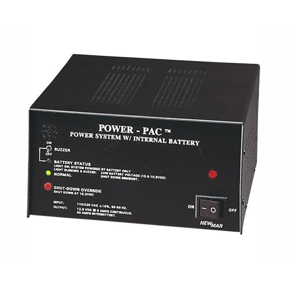Newmar Power Power-Pac 7AH inverter power supply showing compact design and connection ports.