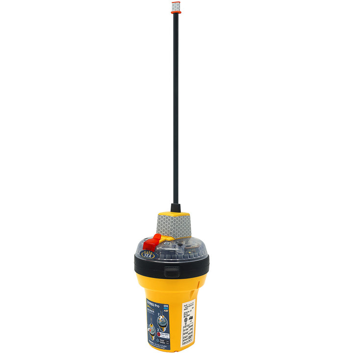 Ocean Signal SafeSea EPIRB3 Pro Category 1 emergency beacon with antenna and control panel, designed for maritime safety.