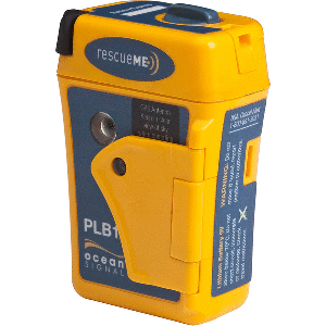 Ocean Signal rescueME PLB1 Personal Locator Beacon with 7-year battery storage, compact device for emergency outdoor safety.