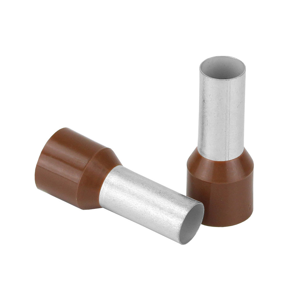 Pacer Brown 4 AWG wire ferrules, 16mm length, 10-pack, electrical accessories for secure wire terminations.