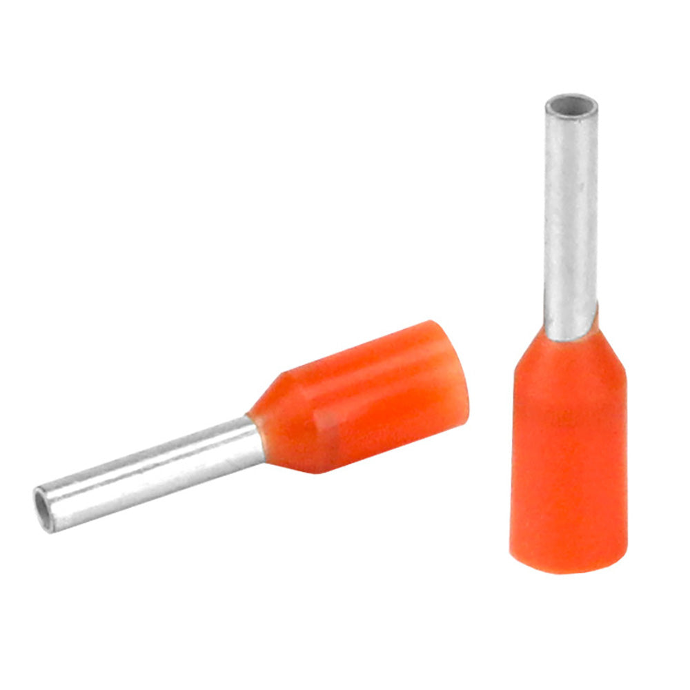 Pacer orange wire ferrules for 20-22 AWG cables, 6mm length, in a pack of 25, used for electrical accessories.