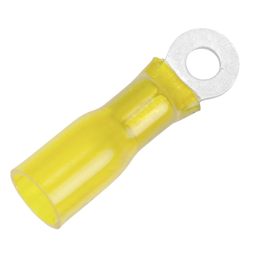 Pacer 12-10 AWG heat shrink ring terminal with #10 stud size, shown in a 25-pack, for electrical wiring and connections.