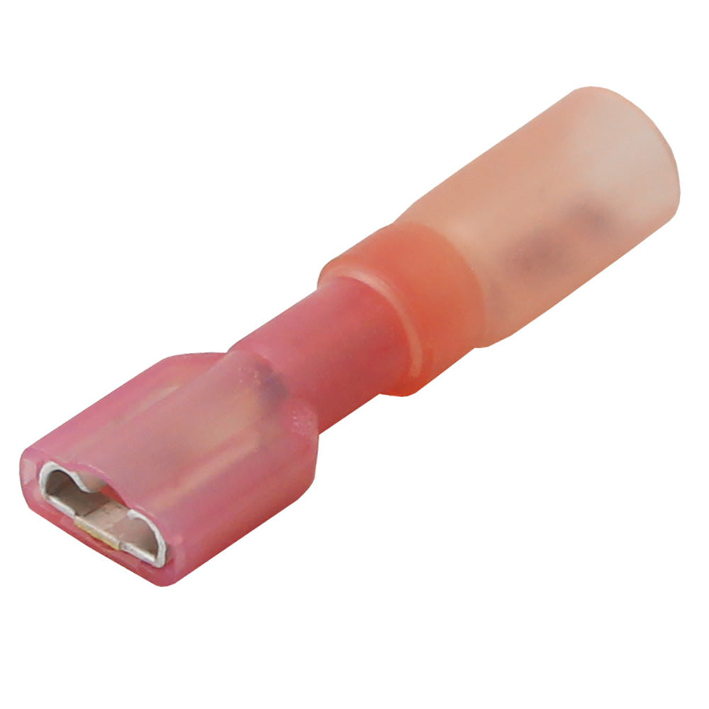 Pacer 22-18 AWG heat shrink female disconnect terminals in a 100-pack, ideal for electrical wiring and connector repairs.