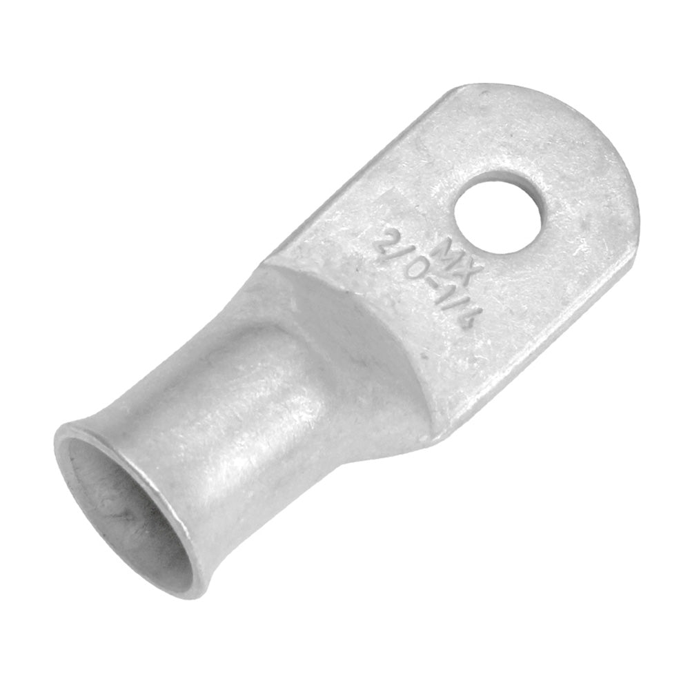 Pacer Tinned Lug 2/0 AWG terminal with 1/4 inch stud size, shown in a pack of 10, designed for electrical connections.