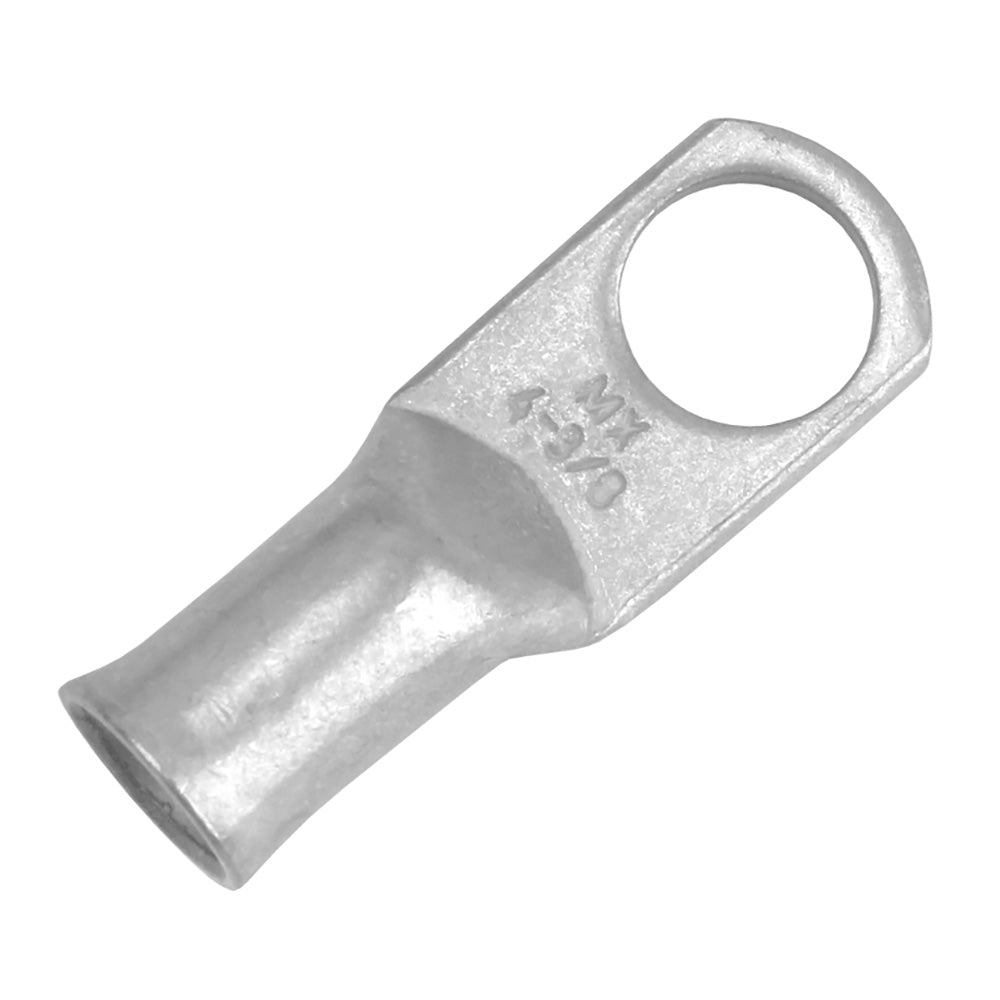 Pacer Tinned Lug 4 AWG terminal with 3/8" stud size, shown in a 10-pack, designed for secure electrical connections.
