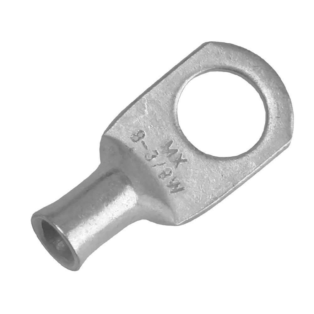 Pacer Tinned Lug 8 AWG terminal with 3/8-inch stud, shown in a 10-pack, used for electrical wiring connections.