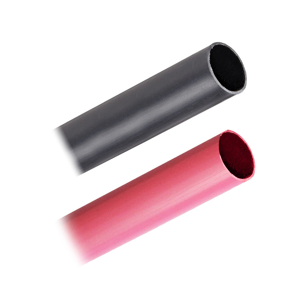 Pacer heavy wall heat shrink tubing in black and red, 3/4 inch by 3 inches, for wire management, 2-piece combo pack.