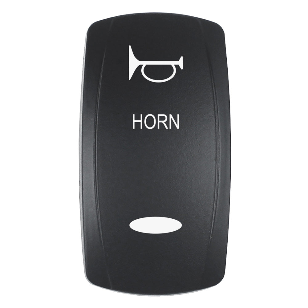 Black Pacer Horn actuator for V Series Contura switches with laser-etched top and bottom light, used as switch accessory.