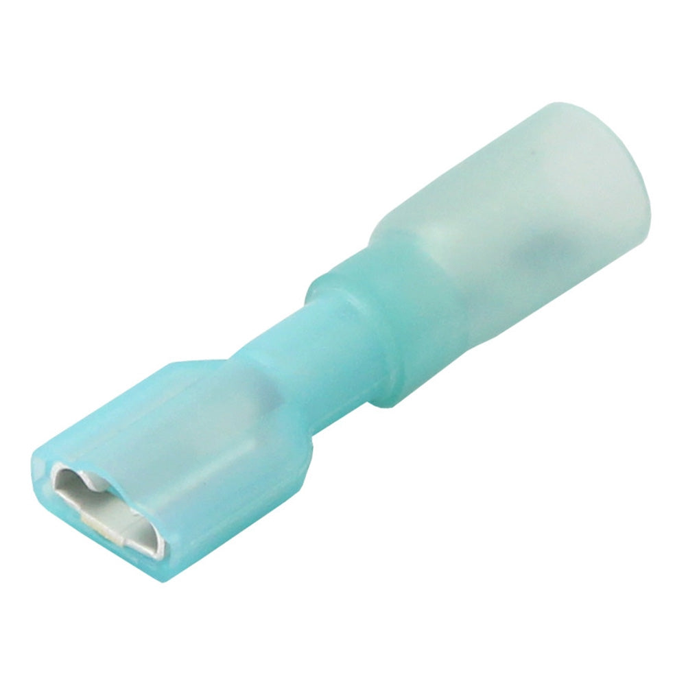 Pacer 16-14 AWG heat shrink female disconnect terminals, 100-pack, for electrical wiring and connections.