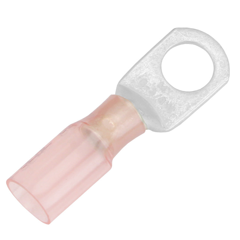 Pacer 8 AWG heat shrink ring terminal with 3/8-inch stud size, shown in a 25-pack, used for electrical wiring connections.