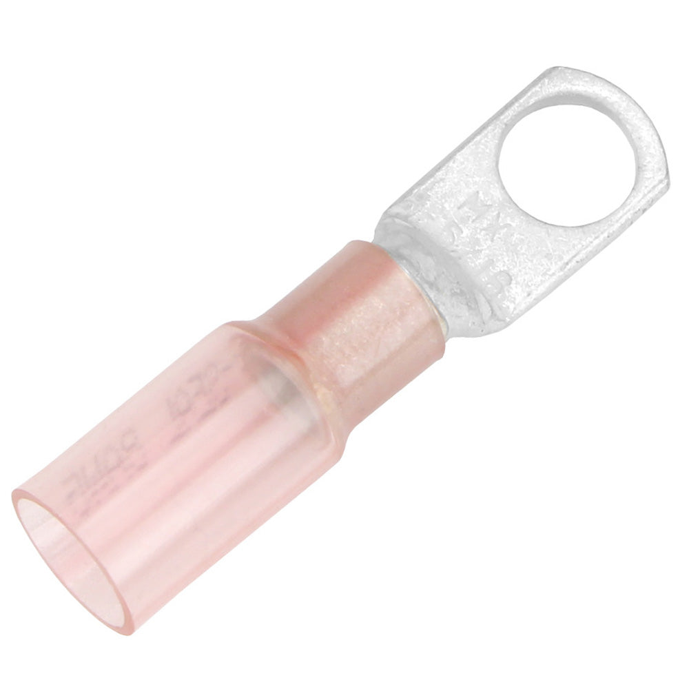 Pacer 8 AWG heat shrink ring terminal with 5/16" stud size, shown in a 25-pack, used for electrical wiring connections.