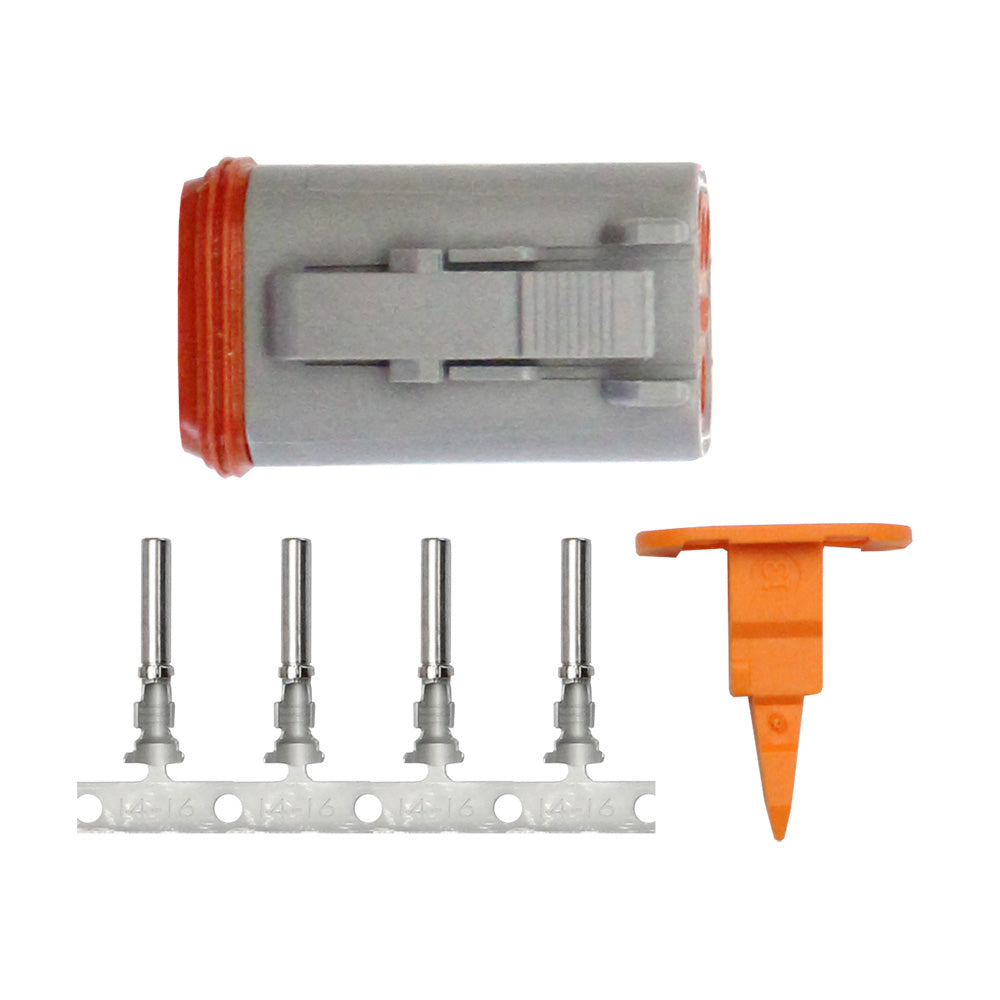 Pacer DT Deutsch Plug Repair Kit with terminals for 14-18 AWG wires, 4-position connector for automotive or electronic use
