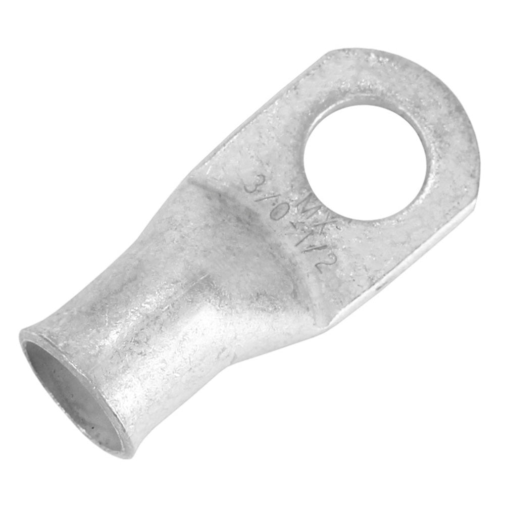 Pacer Tinned Lug terminal 3/0 AWG with 1/2 inch stud size, shown in a 10-pack for electrical wiring and connections.