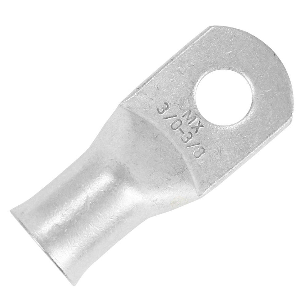 Pacer Tinned Lug 3/0 AWG terminal with 3/8 inch stud size, shown in a pack of 10, designed for electrical connections.