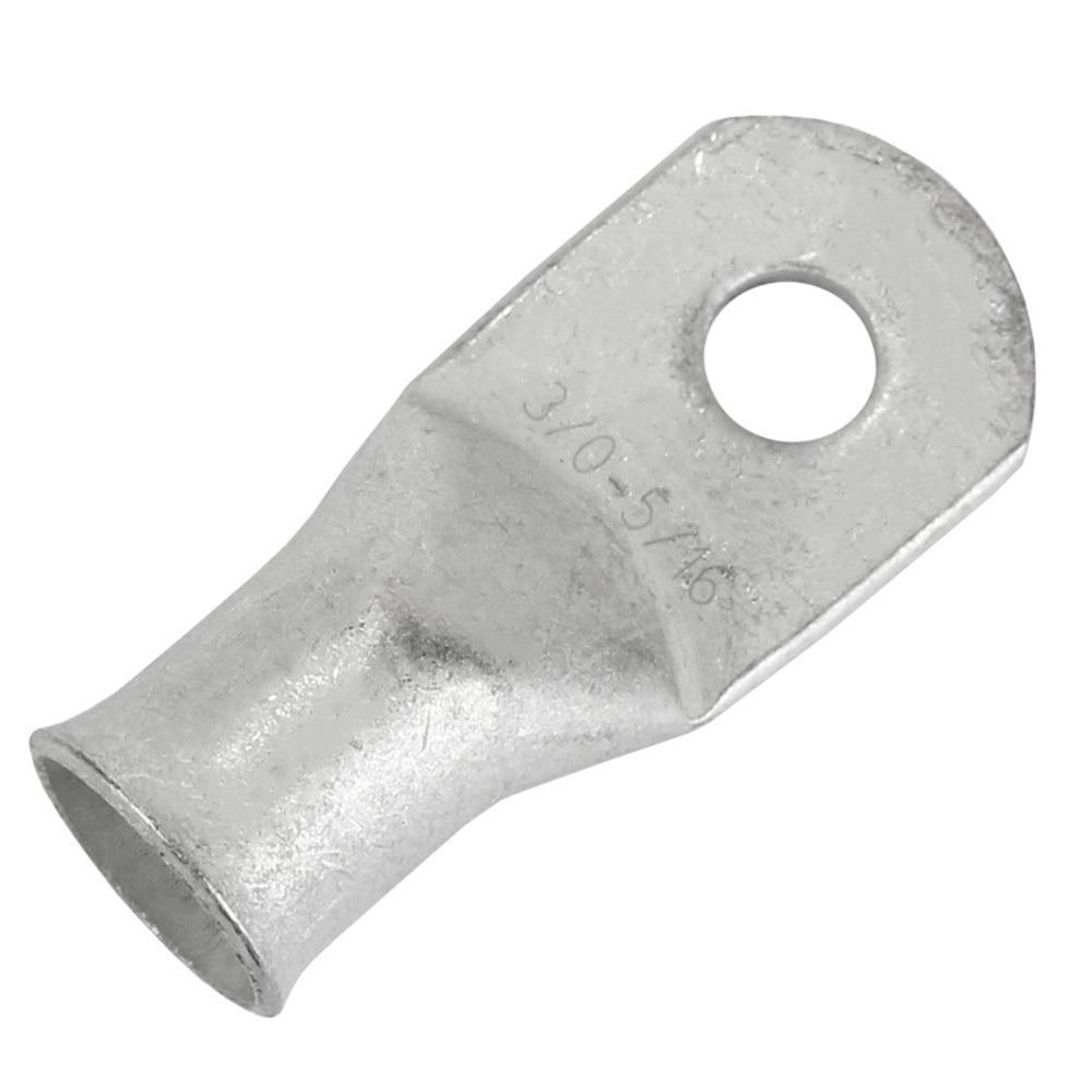 Pacer Tinned Lug 3/0 AWG terminal with 5/16" stud size, shown in a 10-pack for electrical wiring and terminal connection applications.