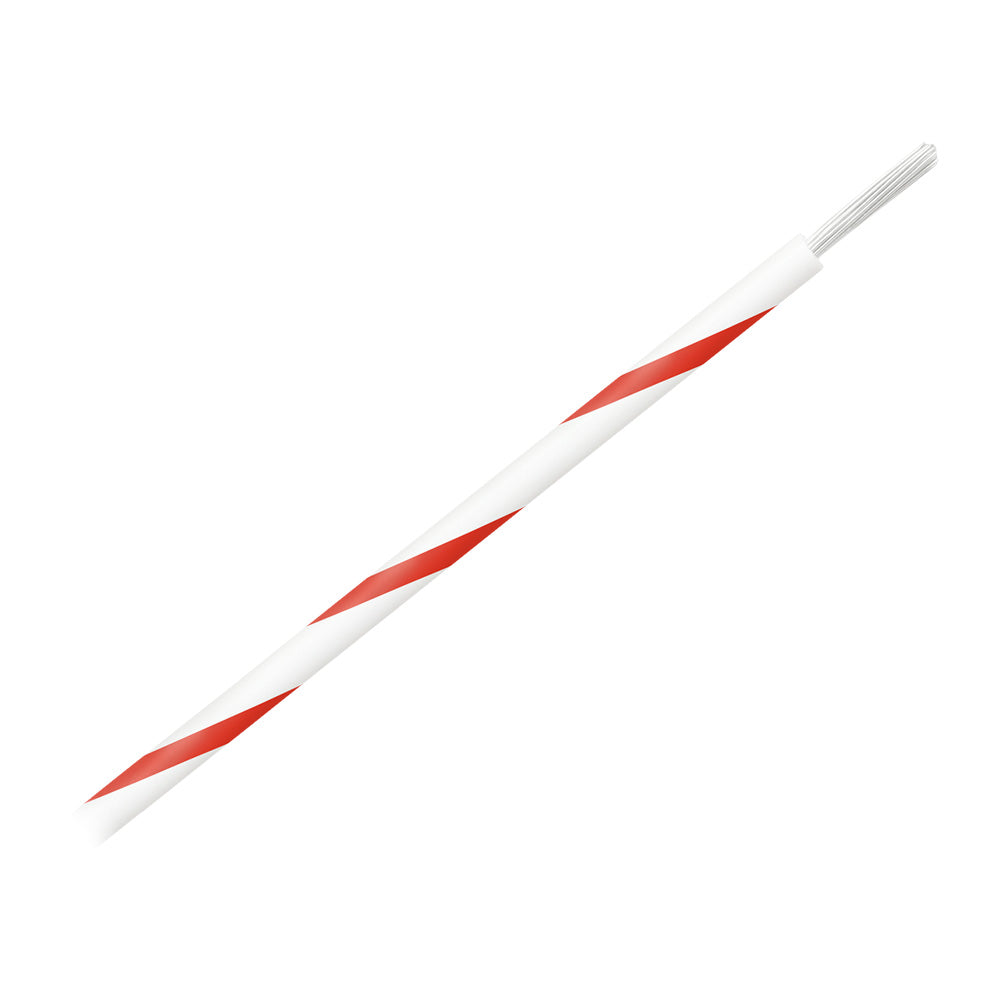 Pacer 16 AWG gauge striped marine wire spool in white with red stripe, suitable for boat wiring and marine electrical projects