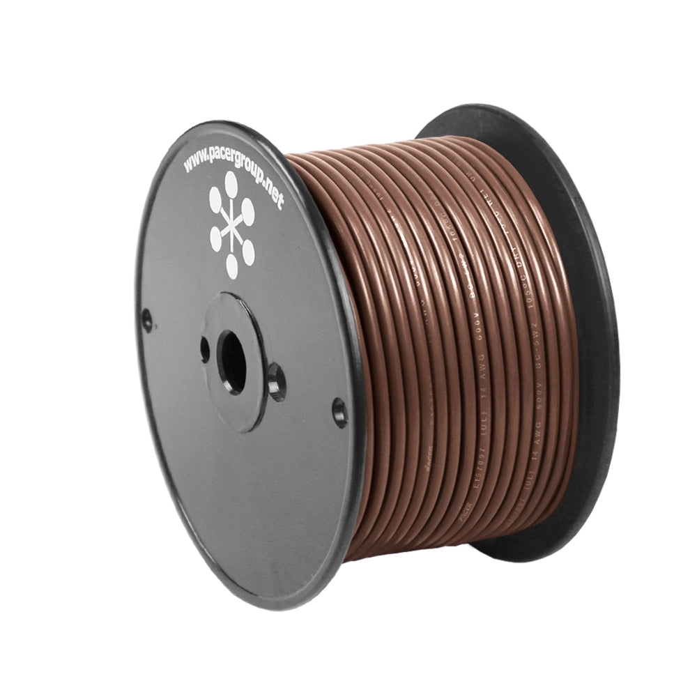 Pacer Brown 16 AWG primary wire, 100-foot spool, flexible electrical wire for automotive or electronic applications