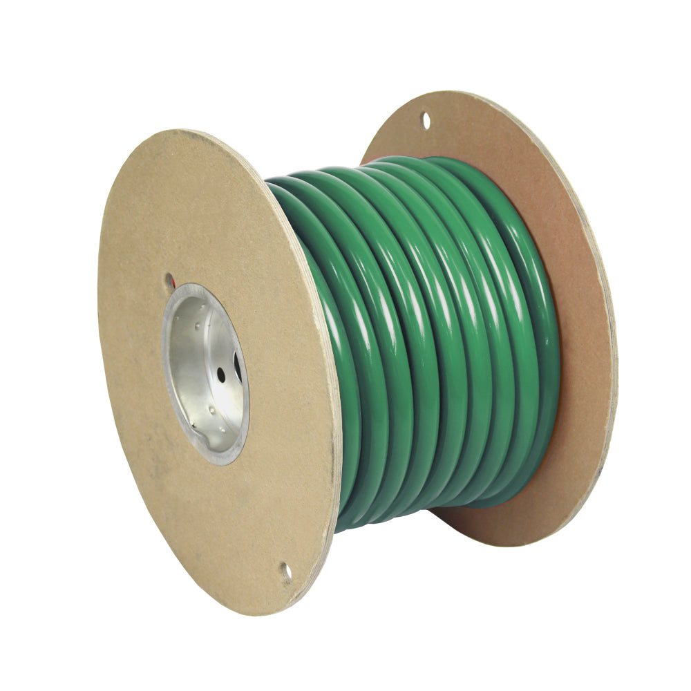 Pacer Green 4 AWG battery cable wire, 50-foot length, with heavy-duty copper conductors for automotive or marine use.