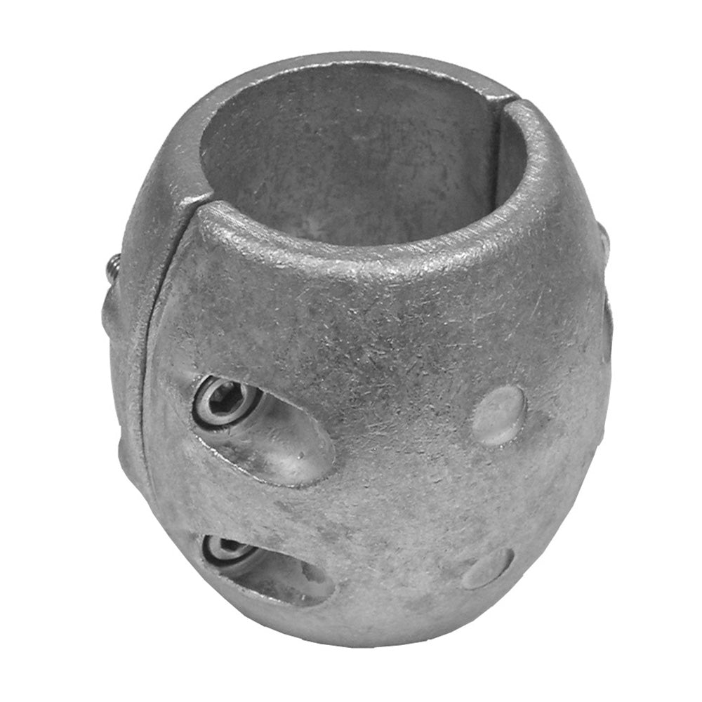 Performance Metals 1-1/2" aluminum streamlined shaft anode for marine corrosion protection, with a sleek, elongated design.