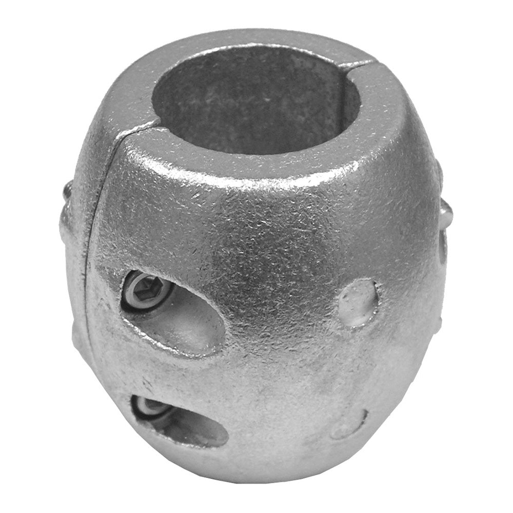 Performance Metals 1-1/4" aluminum streamlined shaft anode, large size, with cylindrical shape and metallic finish.