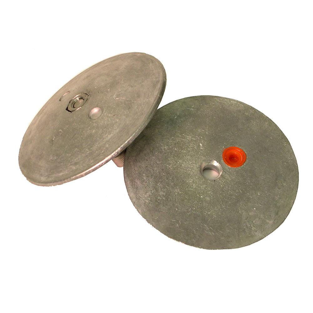 Aluminum Performance Metals 3-3/4-inch rudder and trim tab anode, corrosion-resistant marine boat anode in a close-up view.