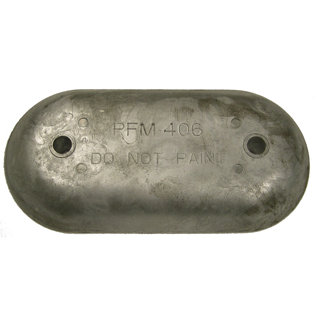 Performance Metals aluminum hull anode, corrosion protection component for marine vessels, shown in close-up.