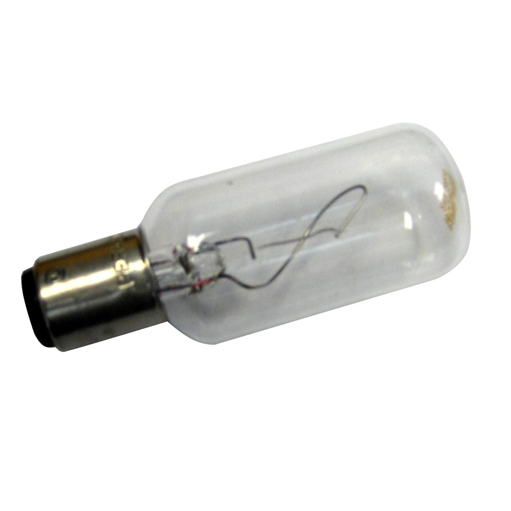 Perko 30 Watt Double Contact Bayonet Bulb, 120V, shown in a close-up image of the bulb with clear glass and metal base.