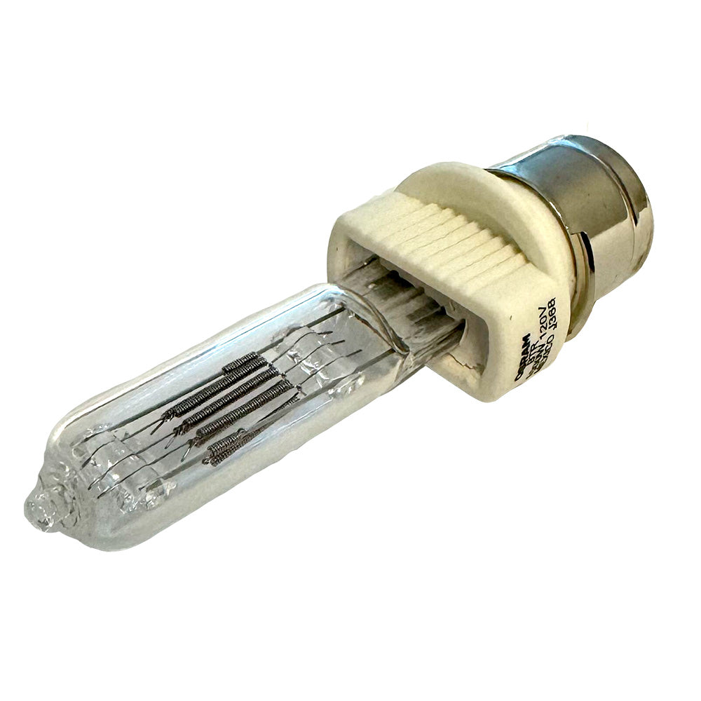 Perko 120V 1000W searchlight bulb showing a high-wattage, clear glass bulb for marine or outdoor lighting applications
