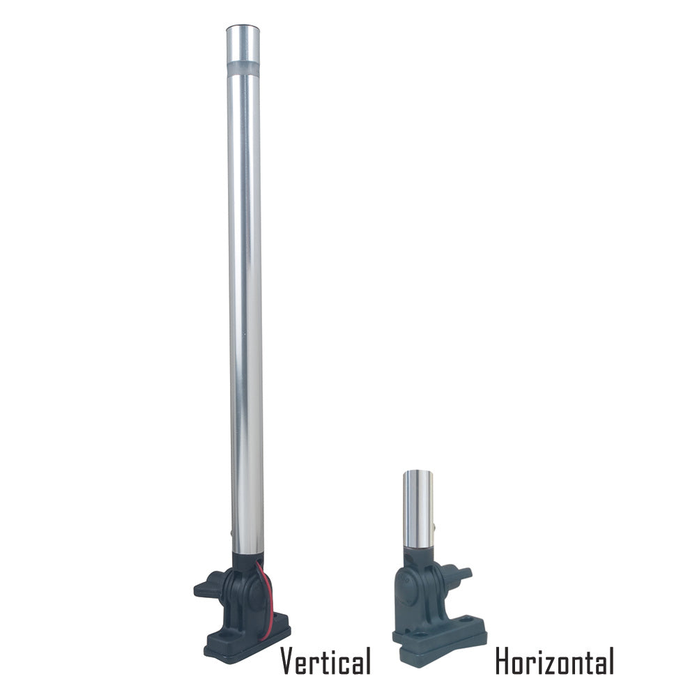Perko 14-inch folding mount pole light in white, all-round navigation light for boats, mounted on a vessel.