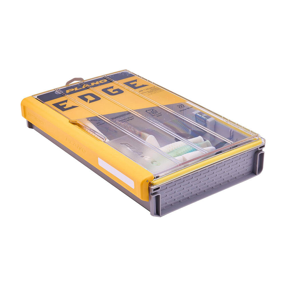 Plano EDGE 3700 Swimbait Box for tackle storage, featuring organized compartments for fishing lures and bait.