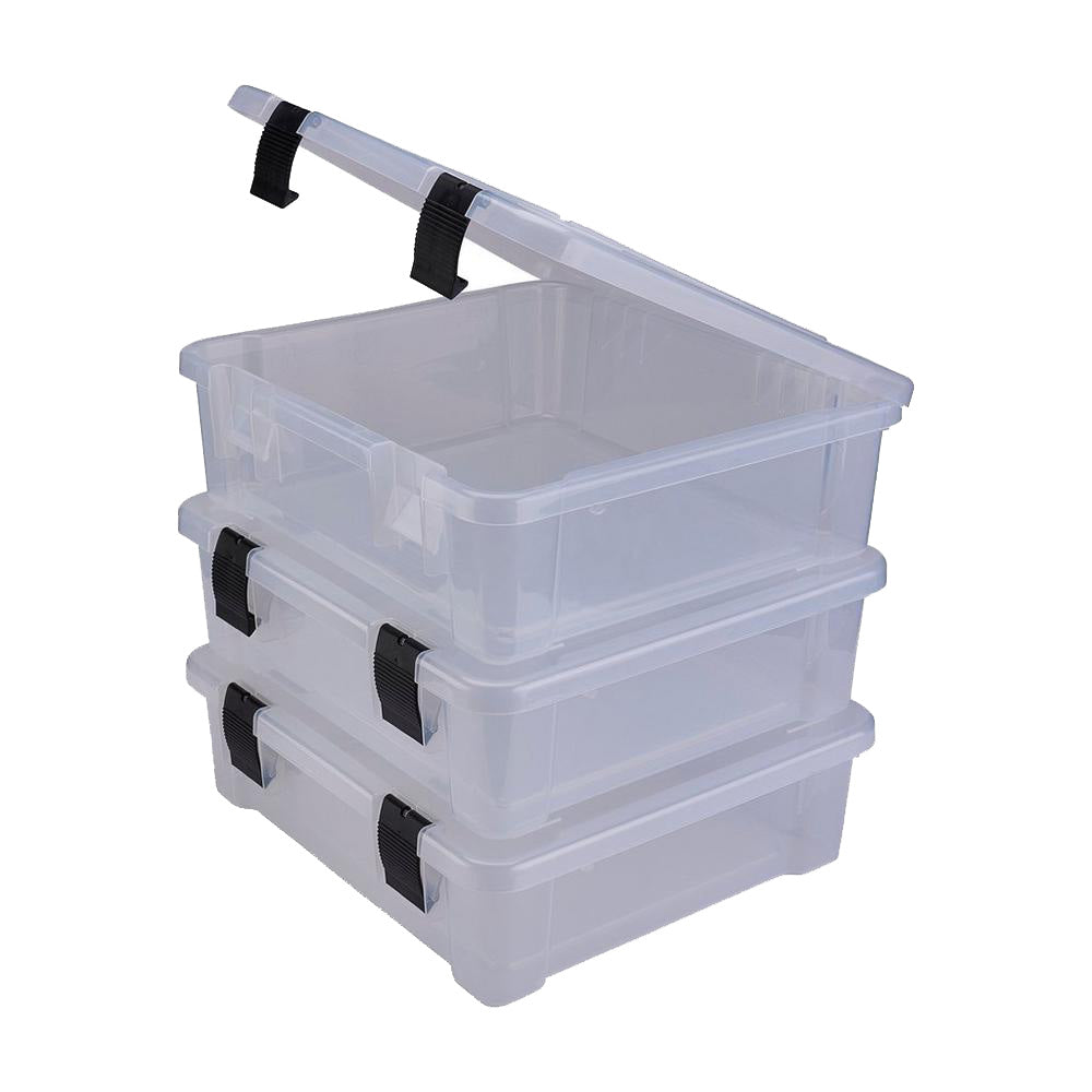 Plano ProLatch Stowaway 3-pack tackle storage boxes with secure latch closures for organized fishing gear.