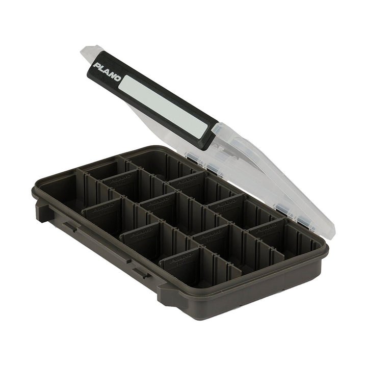 Plano Stowaway 3600 tackle storage box with multiple compartments for fishing gear organization.