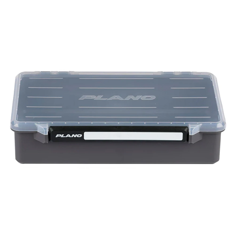 Open view of Plano StowAway 3700 Deep Tackle Storage box with multiple compartments for fishing gear organization.