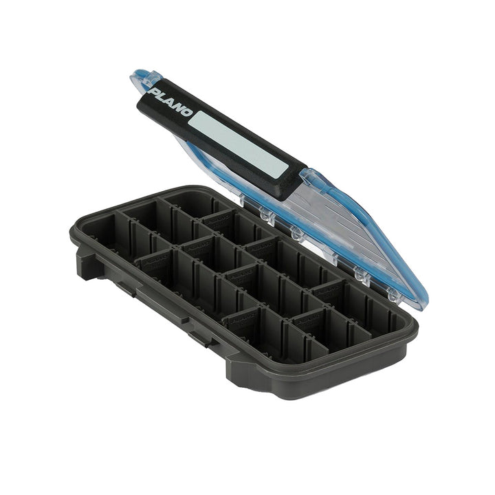 Plano Waterproof Stowaway 3500 tackle storage box with secure latch and waterproof design, ideal for fishing gear organization.