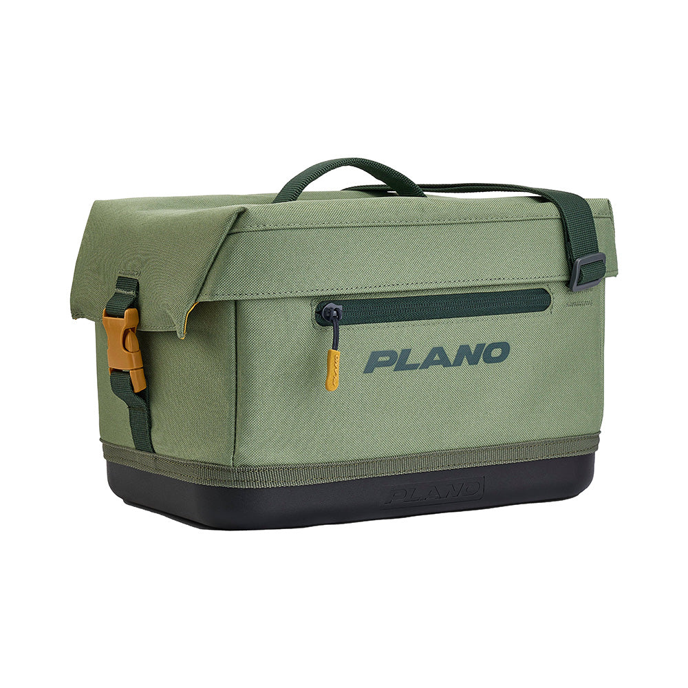 Plano Weekend Softsider Tackle Bag 3600 Series in moss, soft-sided tackle storage with multiple compartments for fishing gear.