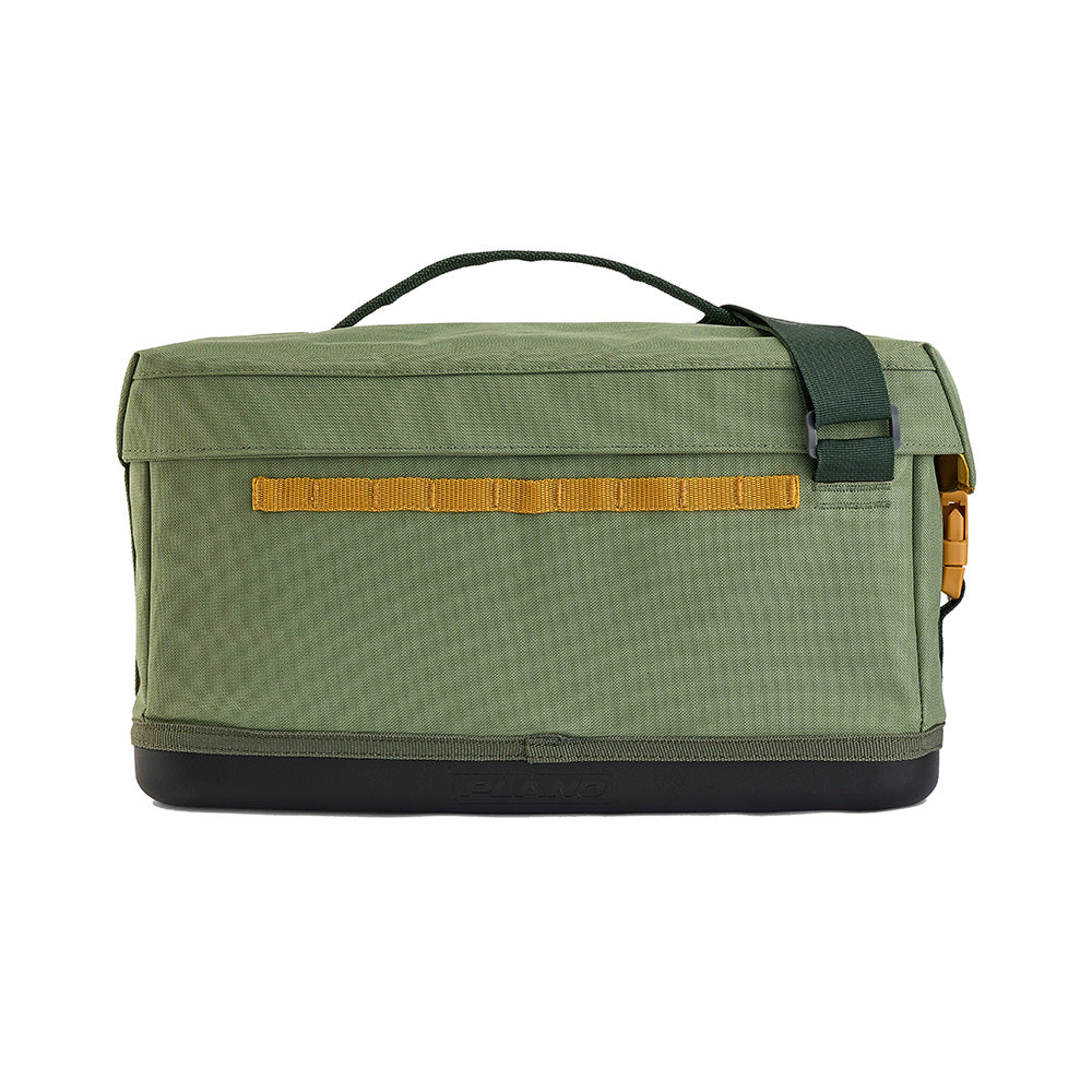 Plano Weekend Softsider Tackle Bag in Moss, 3700 Series, showing multiple storage compartments and durable fabric for fishing gear.