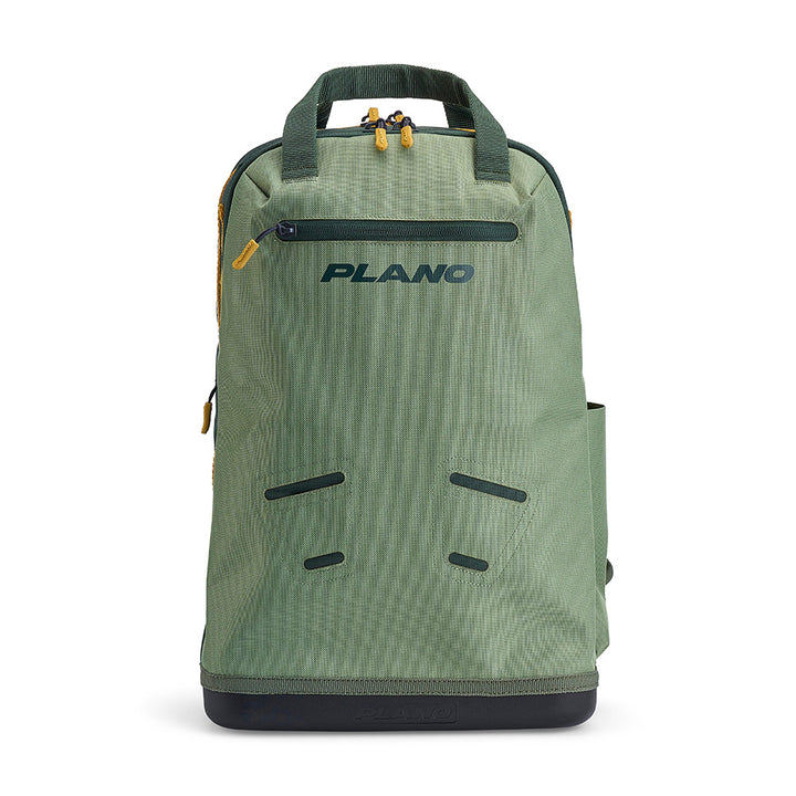 Plano Weekend Tackle Backpack in moss, a durable tackle storage bag with multiple compartments for fishing gear.