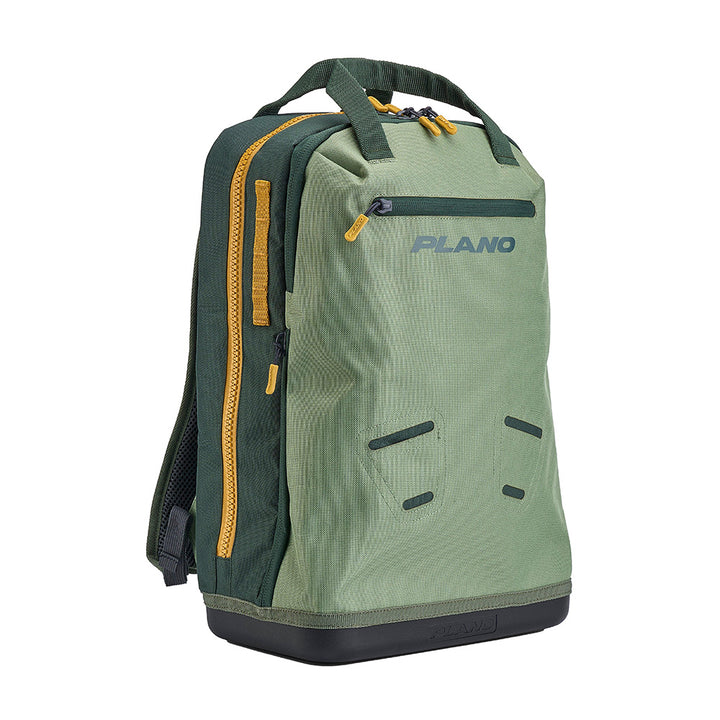 Plano Weekend Tackle Backpack in moss color, durable tackle storage bag with multiple compartments for fishing gear.