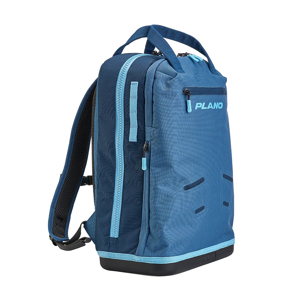 Plano Weekend Tackle Backpack in Wave color, featuring multiple compartments for tackle storage and outdoor gear.