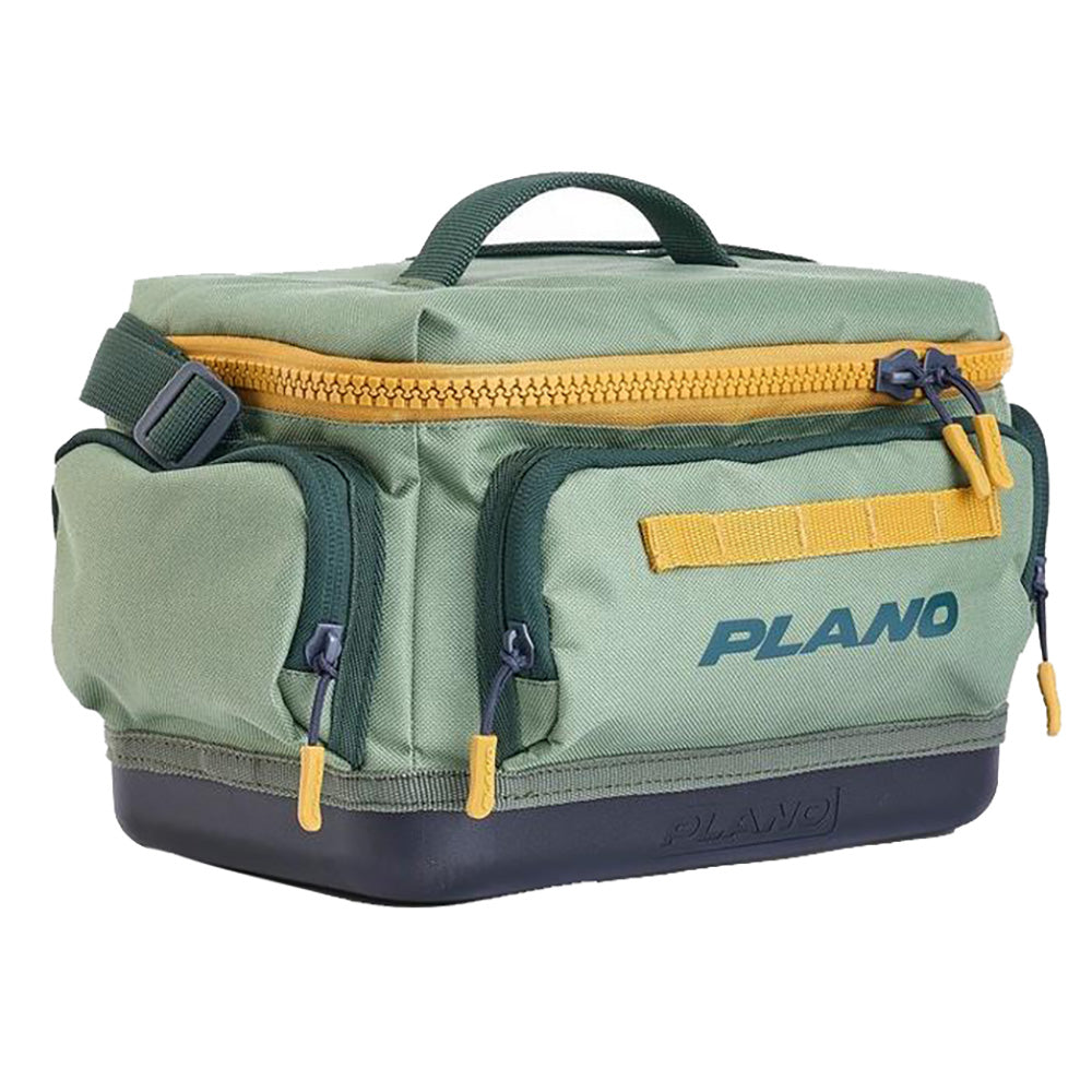 Plano Weekend Tackle Bag 3500 in moss color, a durable tackle storage bag with multiple compartments for fishing gear.